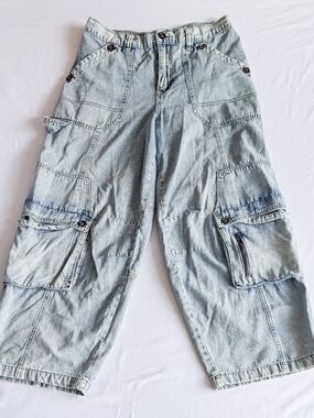 OH Jeans Baggy Cargo Multi Pocket Vintage 90s Lightwash Women's Size M